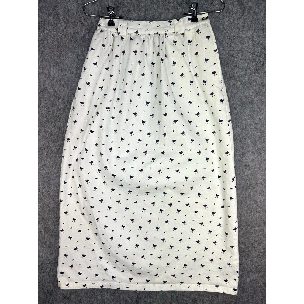 Vtg Sportables Women’s Long White Denim Chicken Skirt Fits Like Sz 4/6 Small
